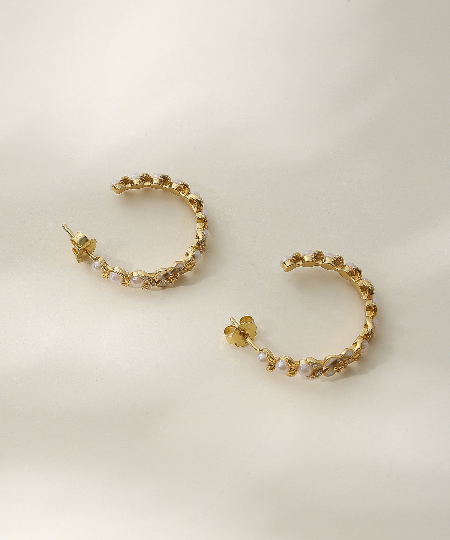 Classic Pearl Beaded Hoop Earrings