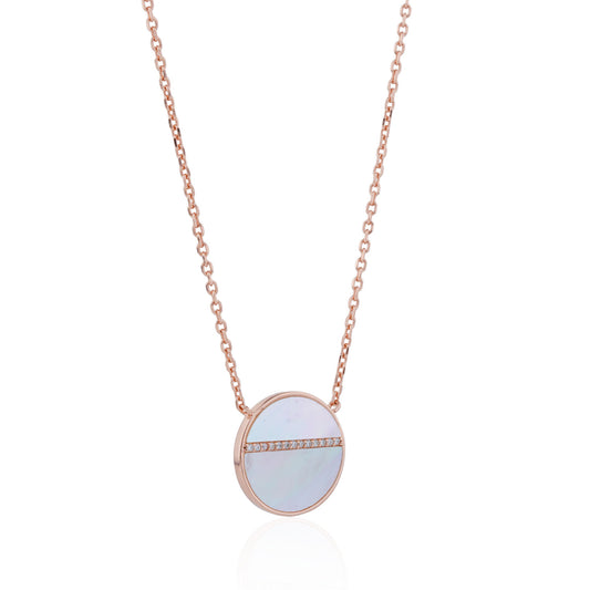 Siora Blush Disc Pendant Necklace | 925 Sterling Silver Rose Gold