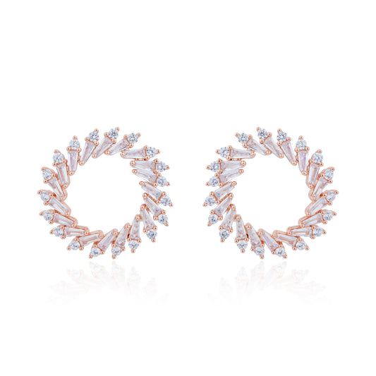 Siora Radiant Spiral CZ Hoop Earrings | 925 Sterling Silver Rose Gold