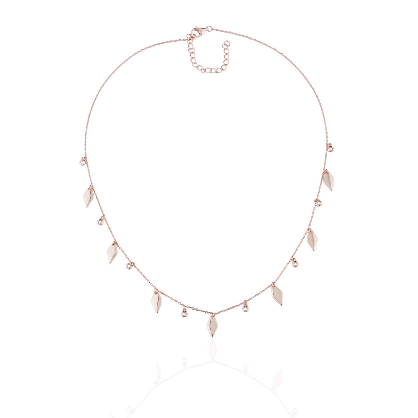 Siora Diamond Charm Tassel Necklace | 925 Sterling Silver Rose Gold