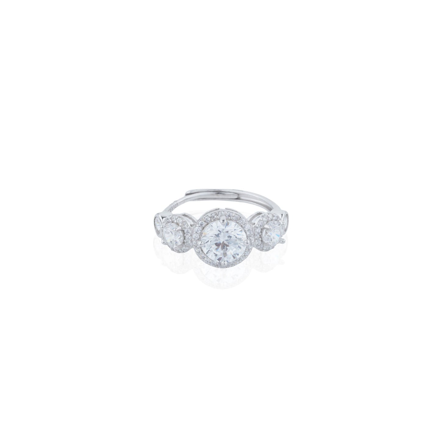 Siora Silver Cascading Halo Cluster Ring | 925 Sterling Silver Rhodium Plated