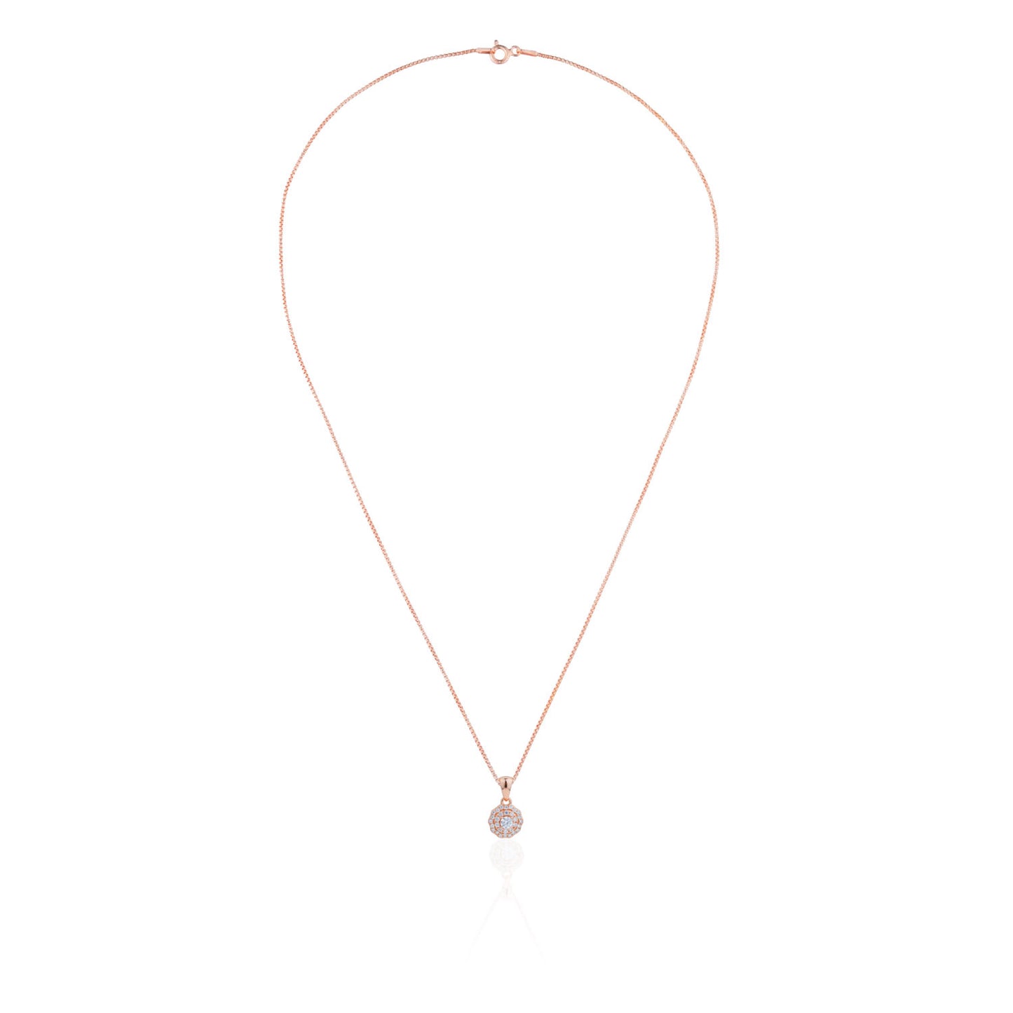 Siora Rosette CZ Jewellery Set | 925 Sterling Silver Rose Gold | Necklace + Earrings