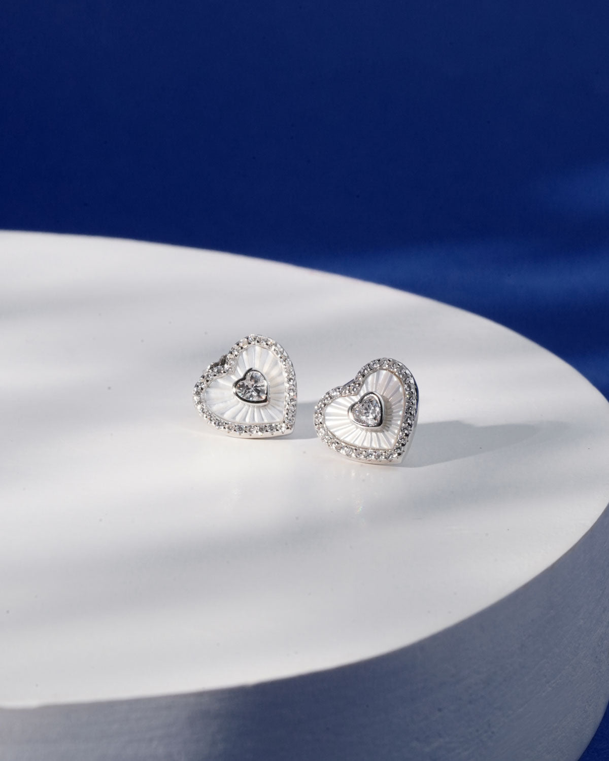 Siora Silver Nested Heart Jewellery Set | 925 Sterling Silver Rhodium Plated | Necklace + Earrings