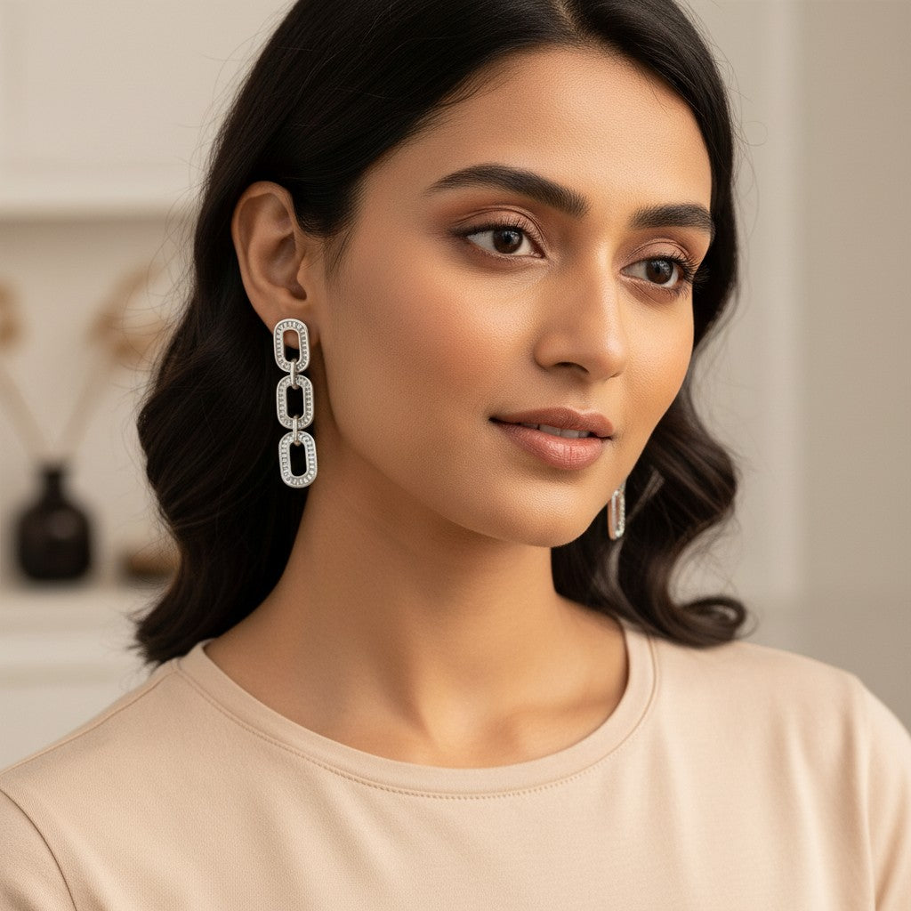 Link Luxe CZ Earrings