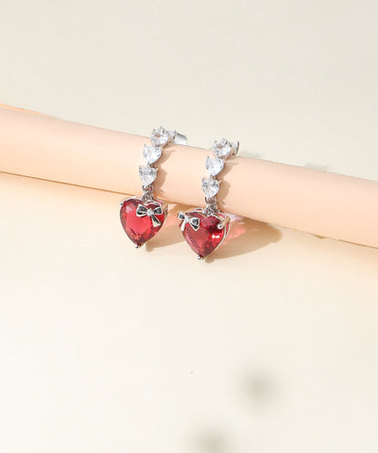 Red Heart CZ Earrings