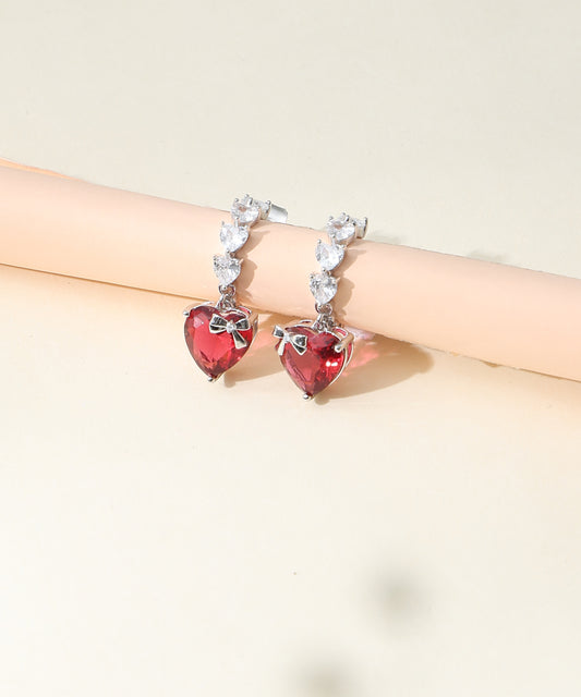 Red Heart CZ Earrings
