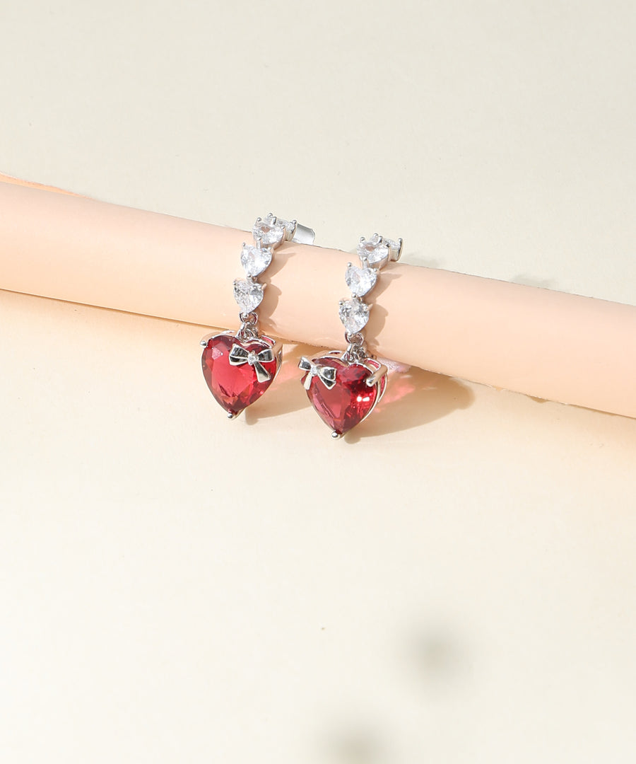 Red Heart CZ Earrings