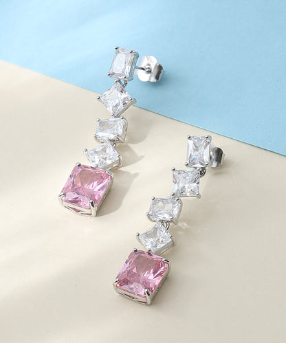 Pink CZ Drop Earrings
