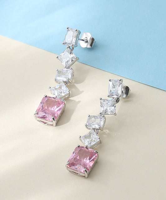 Pink CZ Drop Earrings