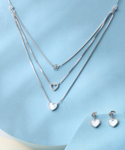 White Heart Pendant Set