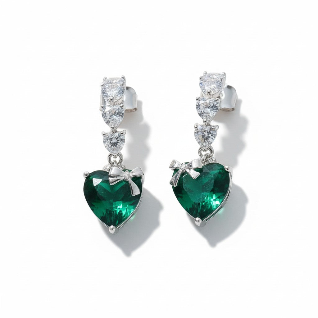 Emerald Heart Earrings