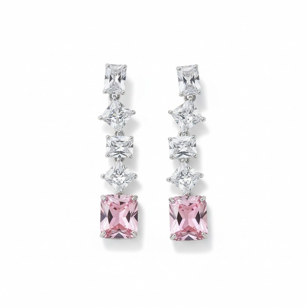 Pink CZ Drop Earrings
