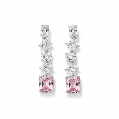 Pink CZ Drop Earrings