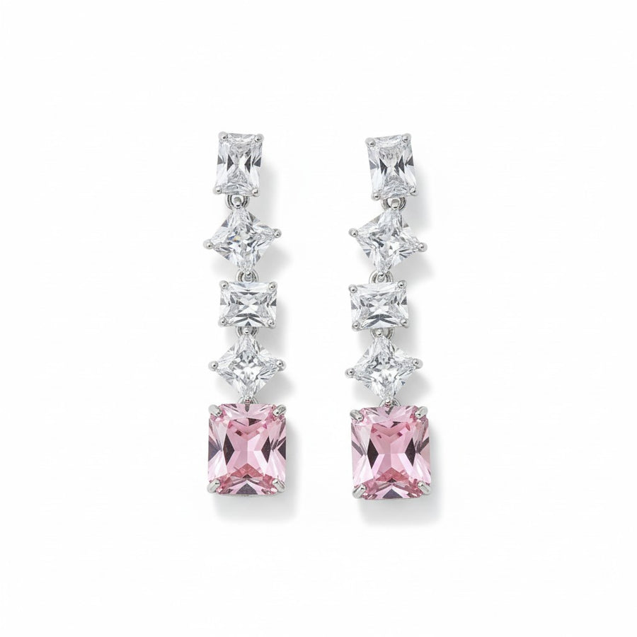 Pink CZ Drop Earrings