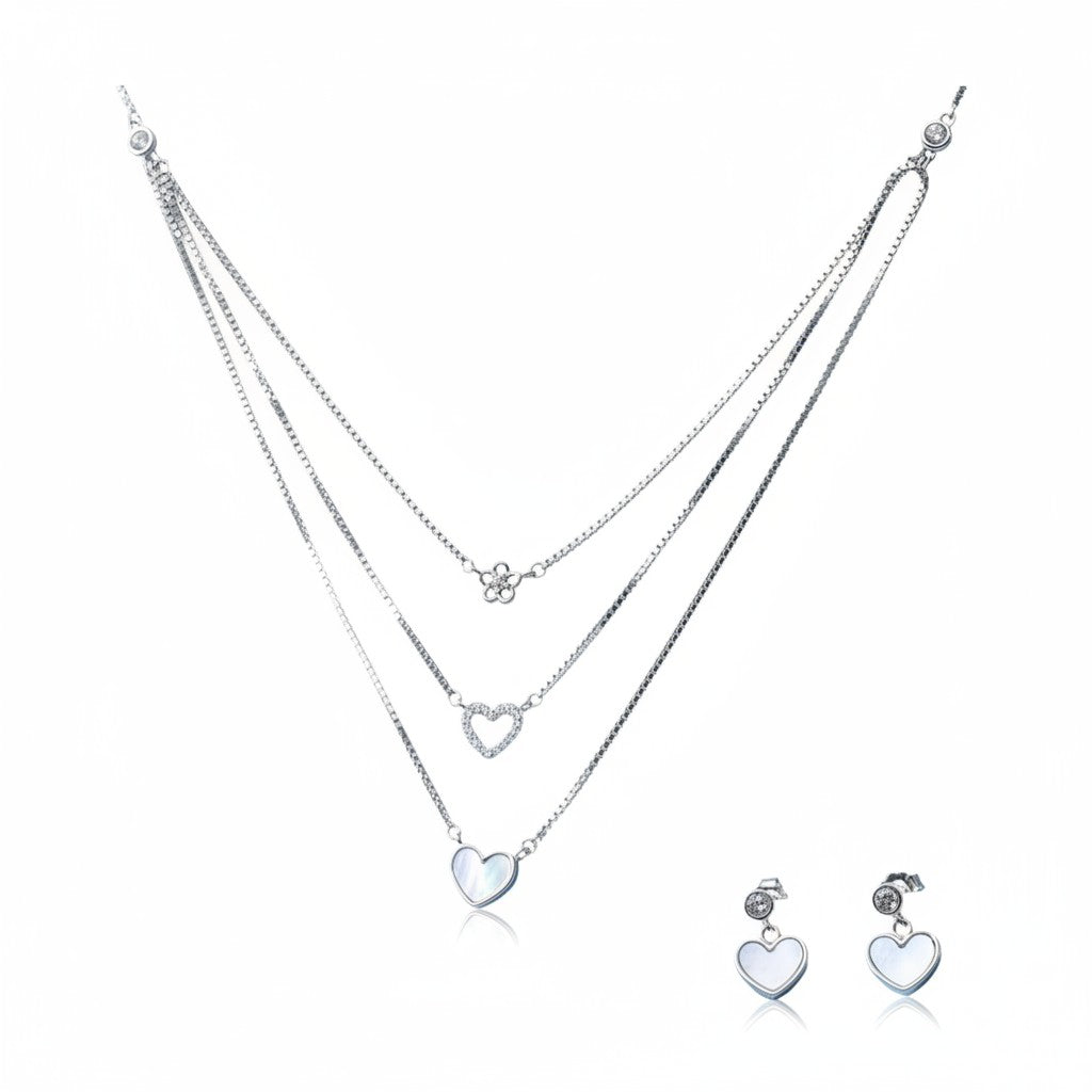 White Heart Pendant Set