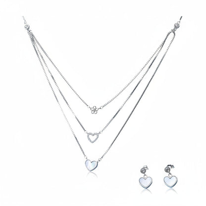 White Heart Pendant Set