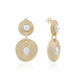Siora Gold Pearl Orbital Double Disc Earrings | 925 Sterling Silver 18K Gold Plated