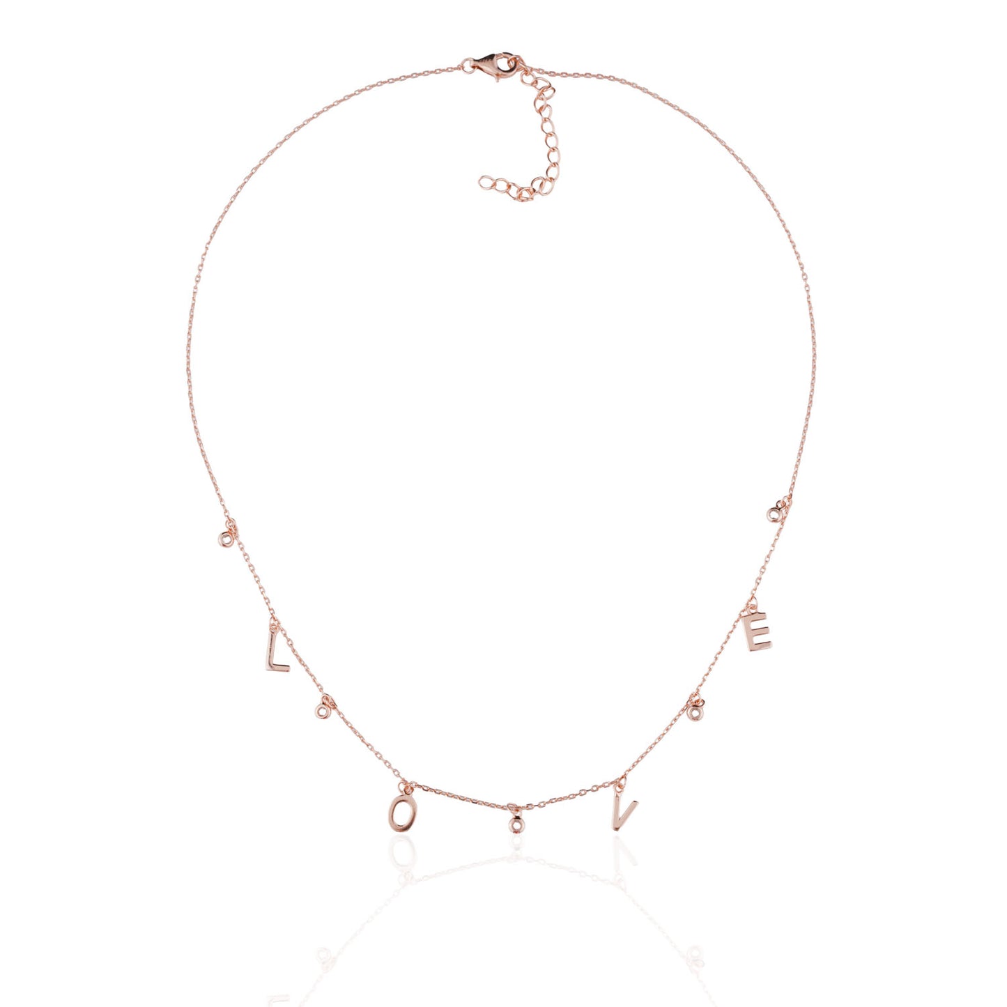 Siora LOVE Letter Charm Necklace | 925 Sterling Silver Rose Gold