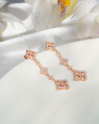 Siora Clover Lariat Necklace | 925 Sterling Silver Rose Gold MOP