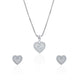 Siora Silver Nested Heart Jewellery Set | 925 Sterling Silver Rhodium Plated | Necklace + Earrings