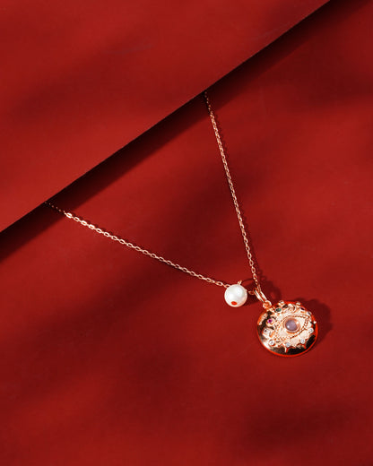 Siora Tortoise Pearl Charm Pendant Necklace | 925 Sterling Silver Rose Gold