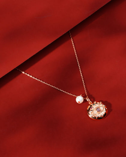 Siora Tortoise Pearl Charm Pendant Necklace | 925 Sterling Silver Rose Gold