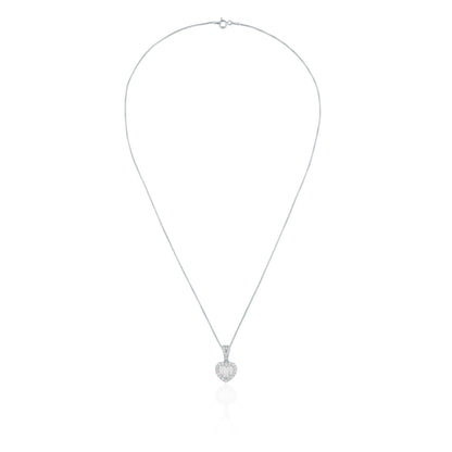 Siora Silver Baguette Heart Jewellery Set | 925 Sterling Silver Rhodium Plated | Necklace + Earrings