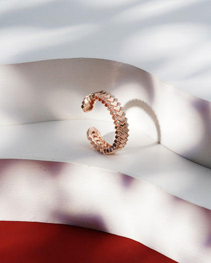 Siora Heart Tile Adjustable Band Ring | 925 Sterling Silver Rose Gold