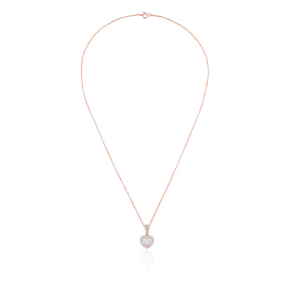 Siora Baguette Heart Jewellery Set | 925 Sterling Silver Rose Gold | Necklace + Earrings