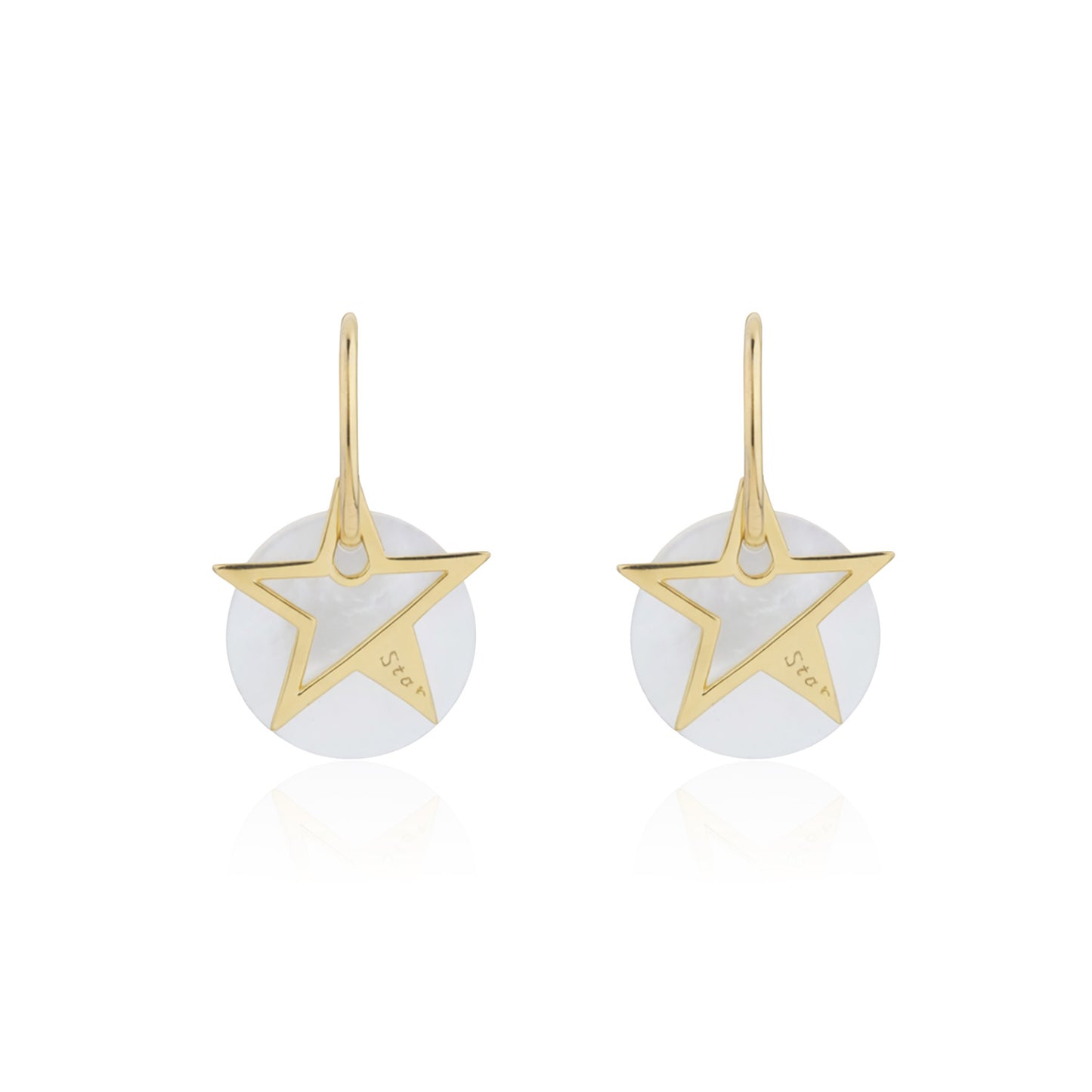 Siora Gold Star & Pearl Hook Earrings | 925 Sterling Silver 18K Gold Plated