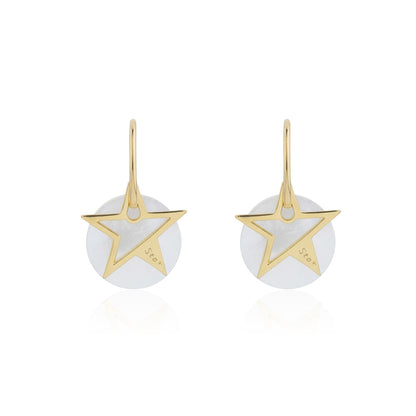 Siora Gold Star & Pearl Hook Earrings | 925 Sterling Silver 18K Gold Plated
