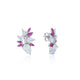 Siora Silver Floral CZ & Ruby Pink Earrings | 925 Sterling Silver Rhodium Plated