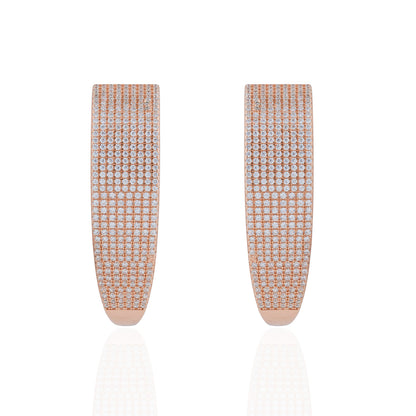 Siora Wide Pave CZ Hoop Earrings | 925 Sterling Silver Rose Gold