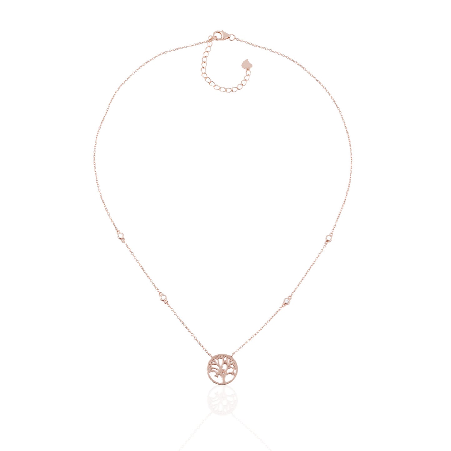 Siora Tree of Life CZ Pendant Necklace | 925 Sterling Silver Rose Gold