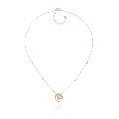 Siora Tree of Life CZ Pendant Necklace | 925 Sterling Silver Rose Gold