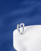 Siora Silver Baguette Bypass Open Ring | 925 Sterling Silver Rhodium Plated