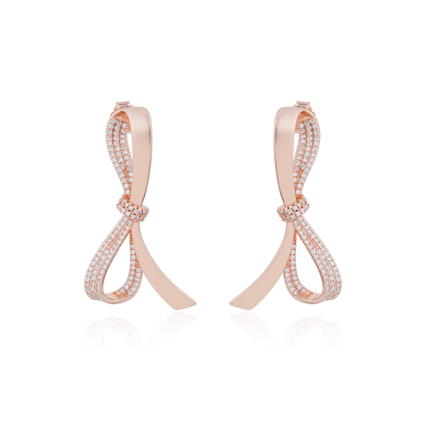 Siora Statement Bow Drop Earrings | 925 Sterling Silver Rose Gold