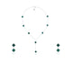 Siora Malachite Clover Complete Jewellery Set | 925 Sterling Silver Rhodium Plated | Necklace + Earrings