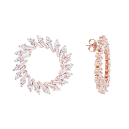 Siora Radiant Spiral CZ Hoop Earrings | 925 Sterling Silver Rose Gold