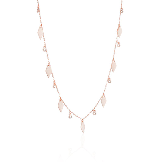 Siora Diamond Charm Tassel Necklace | 925 Sterling Silver Rose Gold