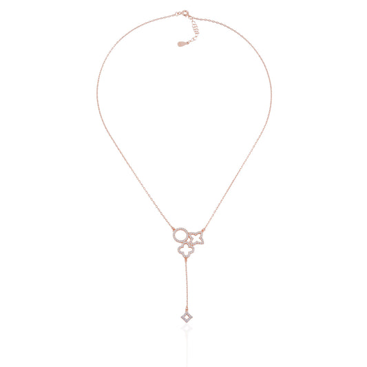 Siora Butterfly Key Lariat Necklace | 925 Sterling Silver Rose Gold
