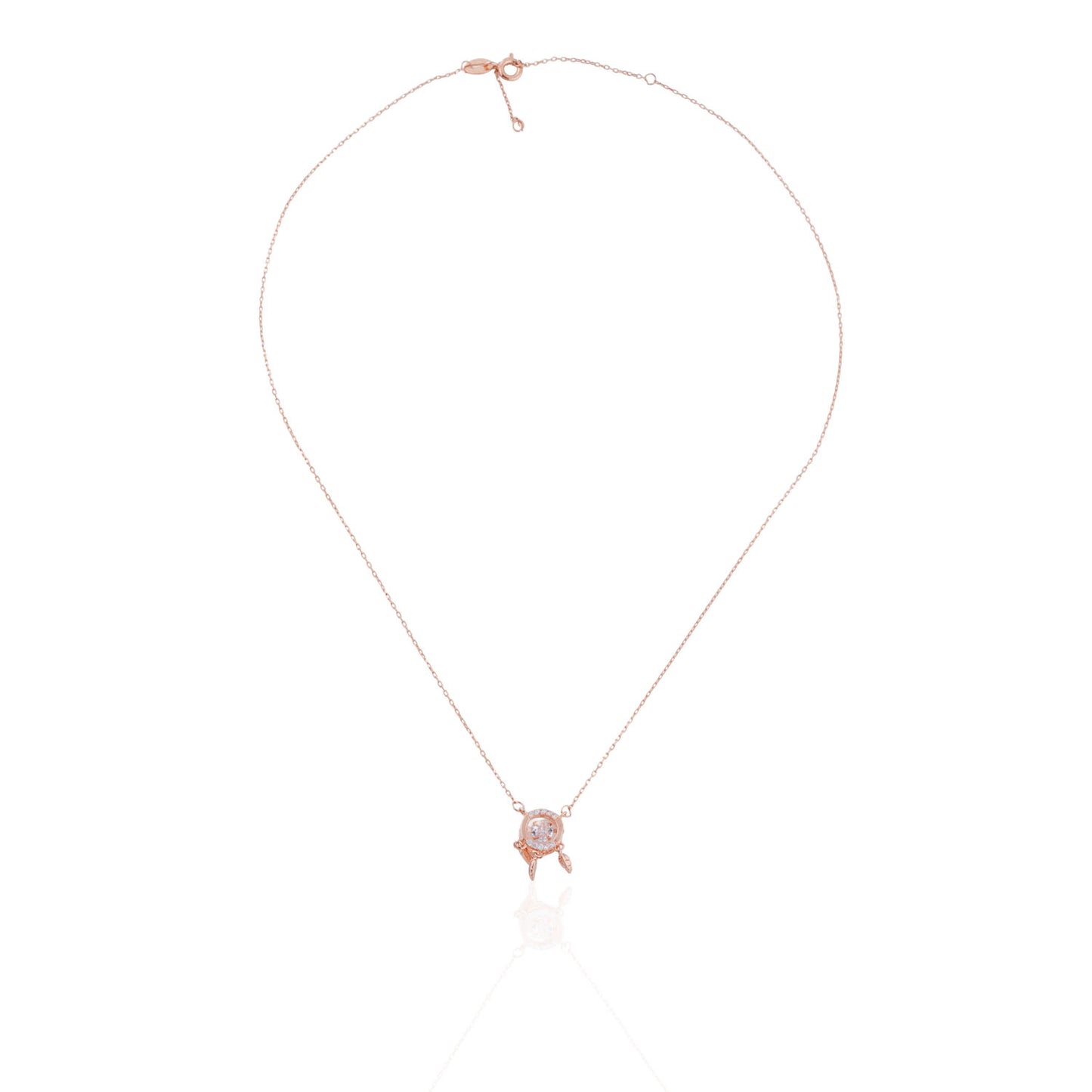 Siora Dreamcatcher CZ Pendant Necklace | 925 Sterling Silver Rose Gold