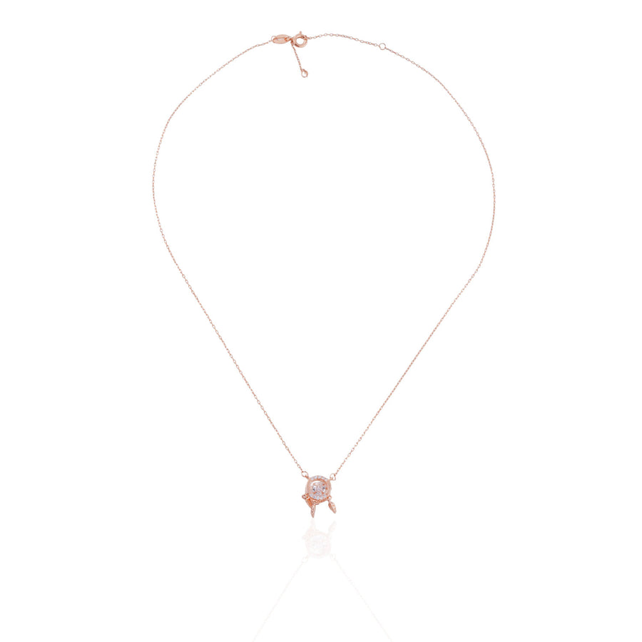 Siora Dreamcatcher CZ Pendant Necklace | 925 Sterling Silver Rose Gold
