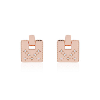 Siora North Star Square Tablet Earrings | 925 Sterling Silver Rose Gold
