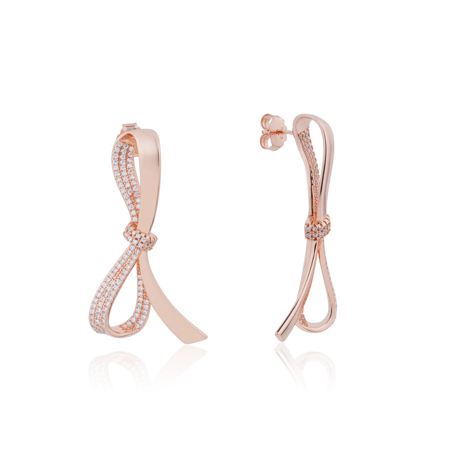Siora Statement Bow Drop Earrings | 925 Sterling Silver Rose Gold