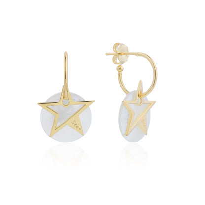 Siora Gold Star & Pearl Hook Earrings | 925 Sterling Silver 18K Gold Plated