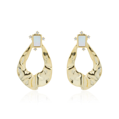 Siora Gold Hammered Teardrop Drop Earrings | 925 Sterling Silver 18K Gold Plated