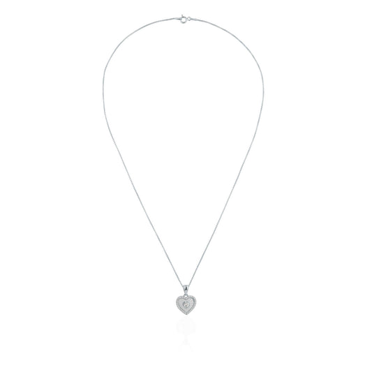 Siora Silver Nested Heart Jewellery Set | 925 Sterling Silver Rhodium Plated | Necklace + Earrings