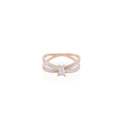 Siora Triple Band Emerald CZ Ring | 925 Sterling Silver Rose Gold