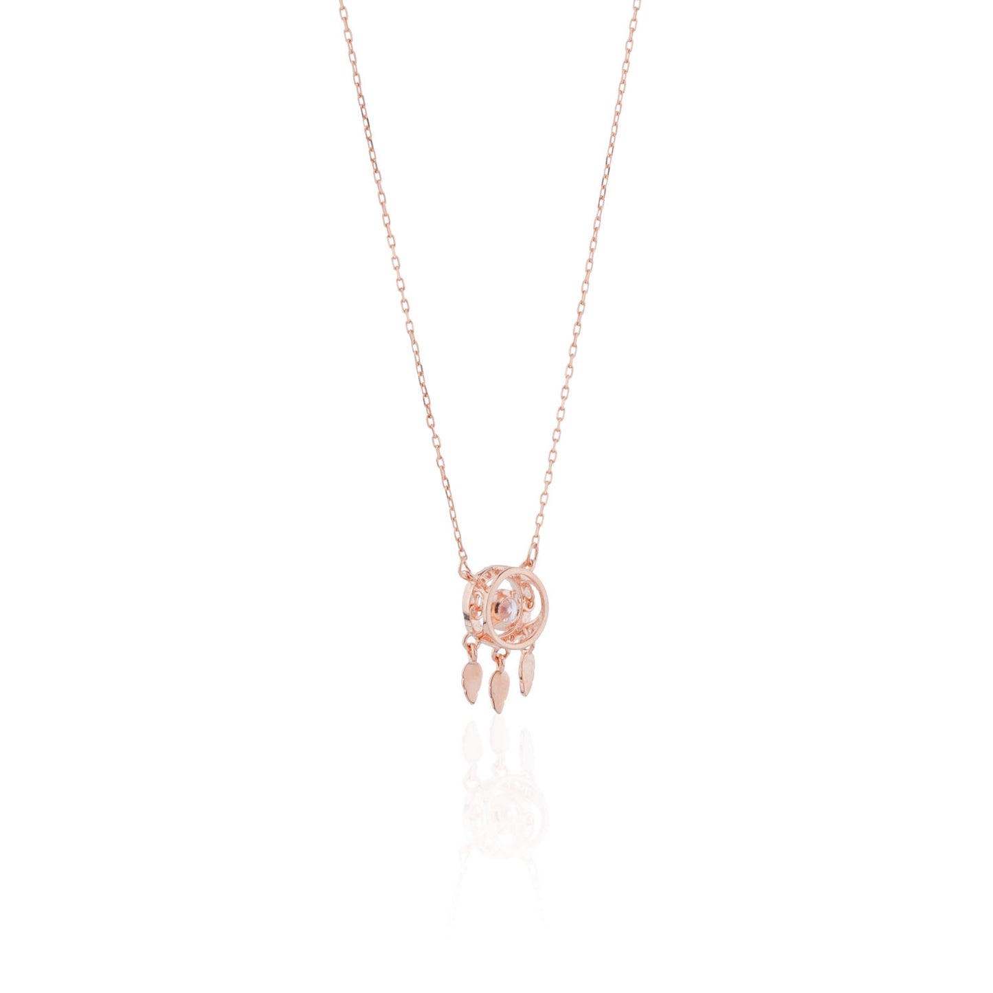 Siora Dreamcatcher CZ Pendant Necklace | 925 Sterling Silver Rose Gold